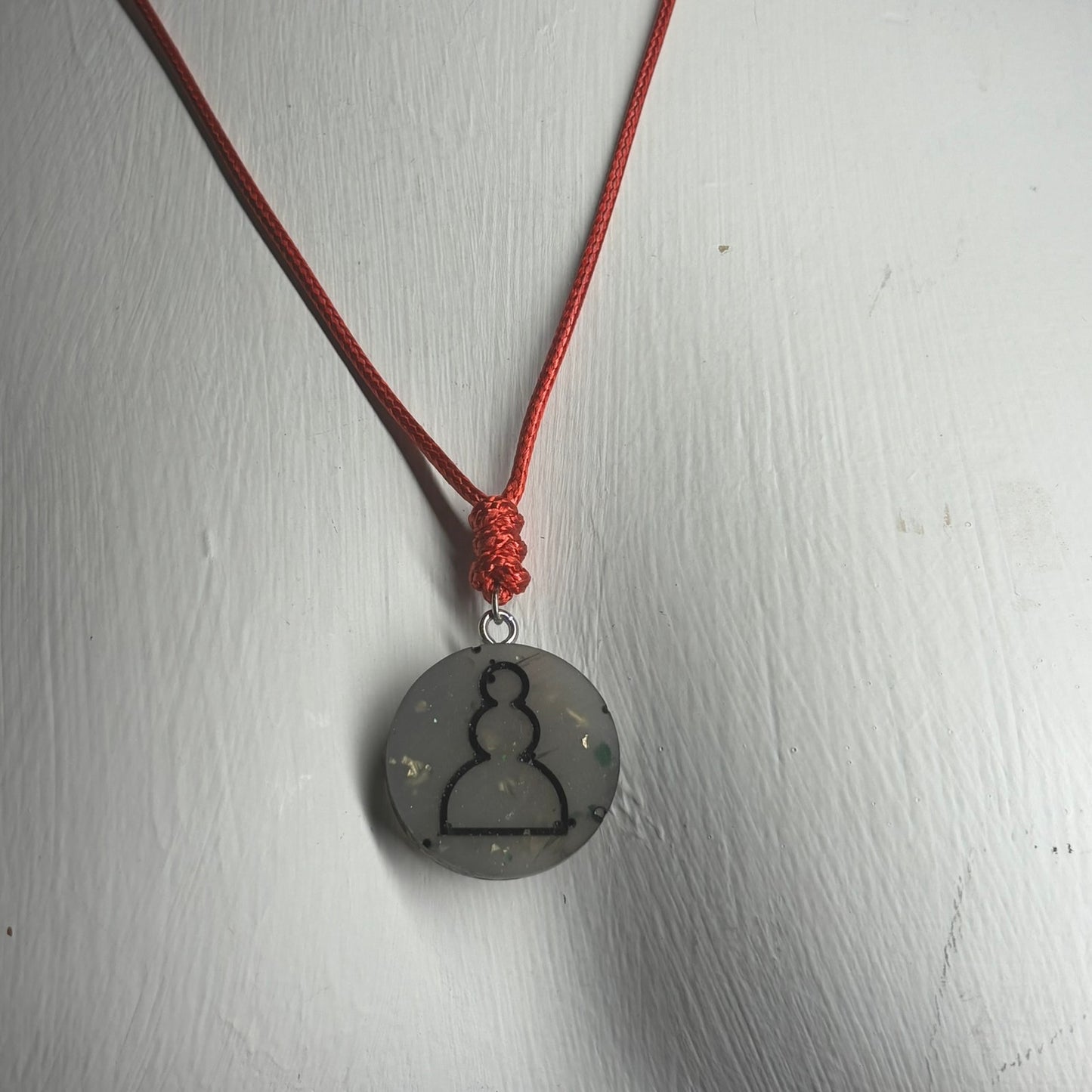 Gray Silver Pawn - Handmade Resin Chess Necklace