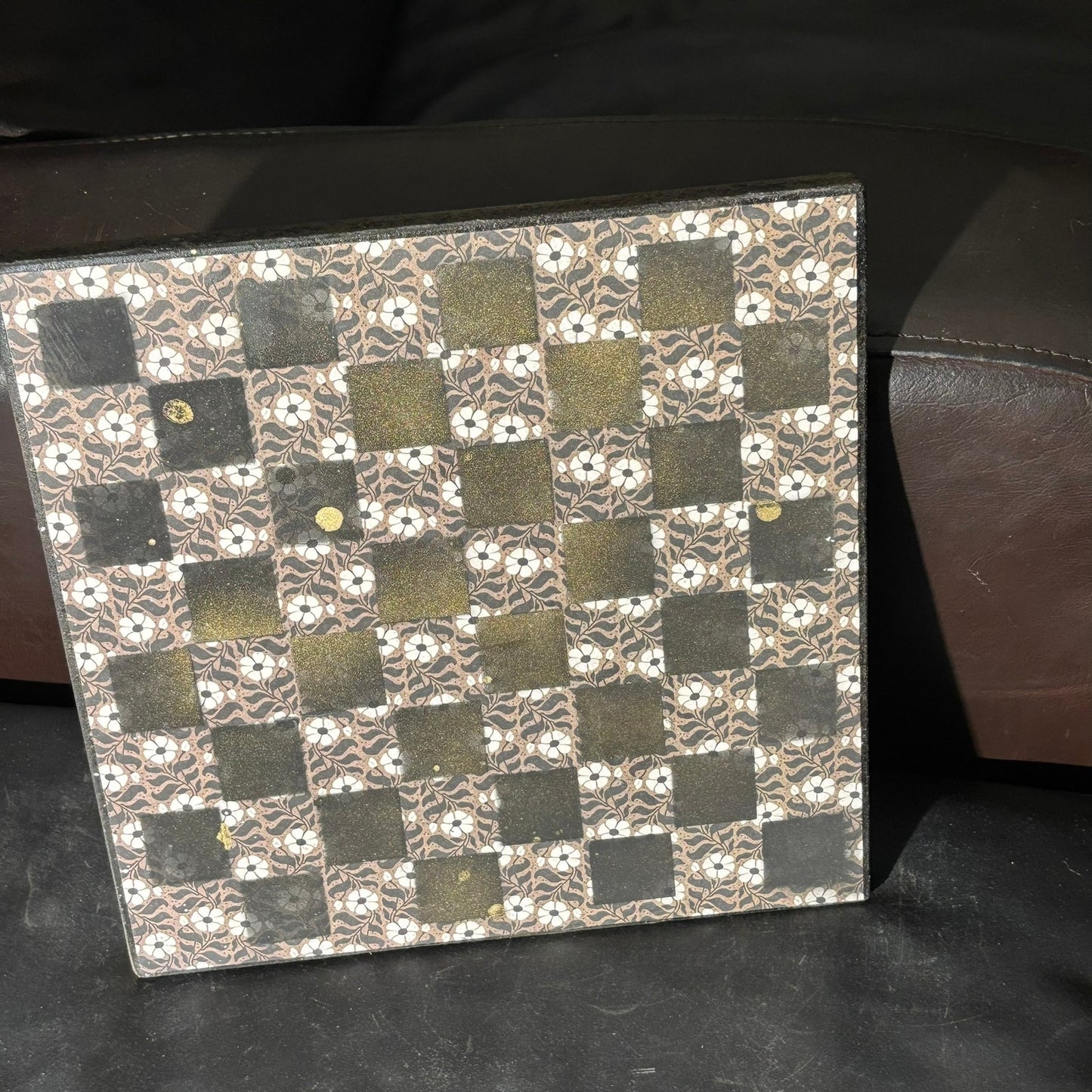 Golden Black Flowers - Scrapbook Chess Board