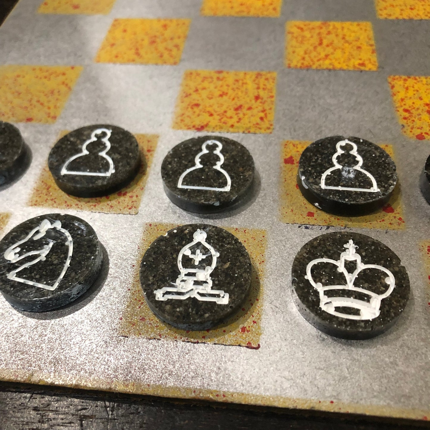 Silver Explosive Yellow - Painted Chess Set