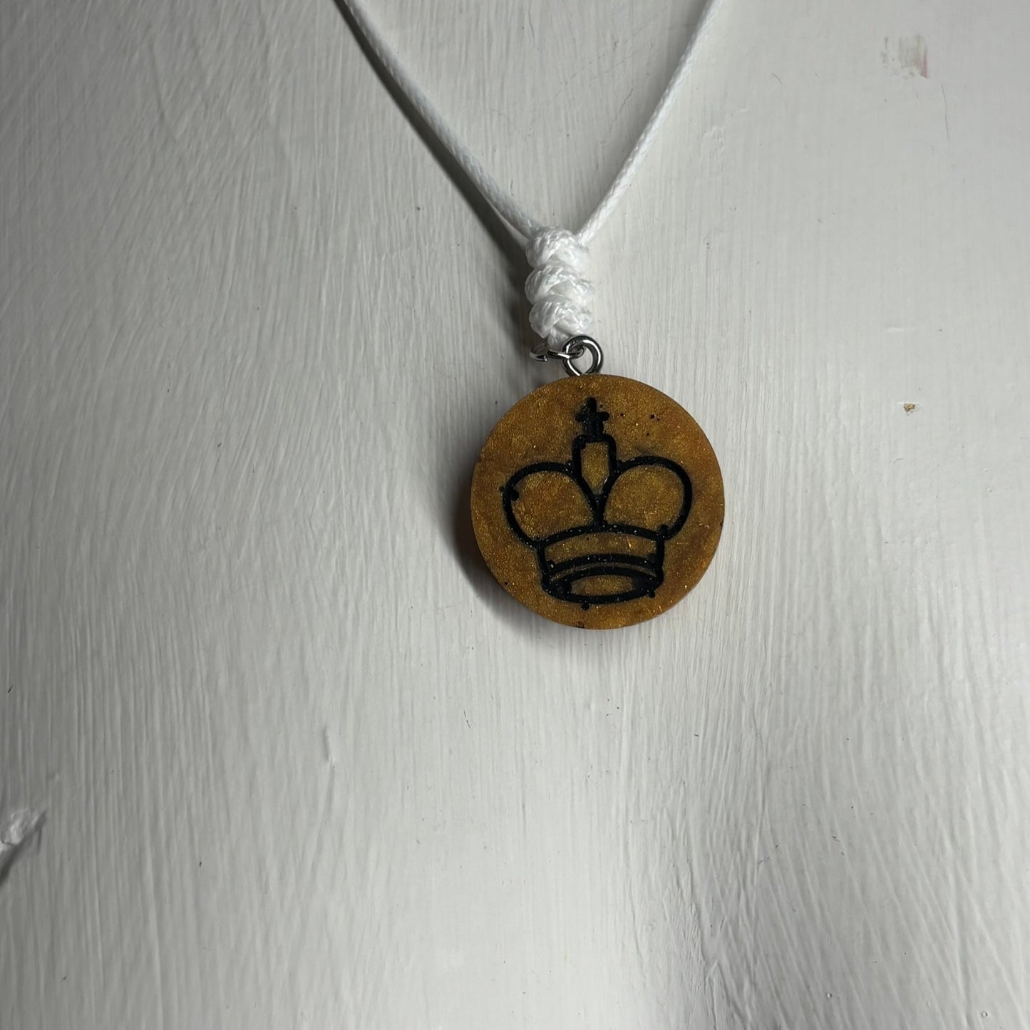 Dark Golden King - Handmade Resin Chess Necklace