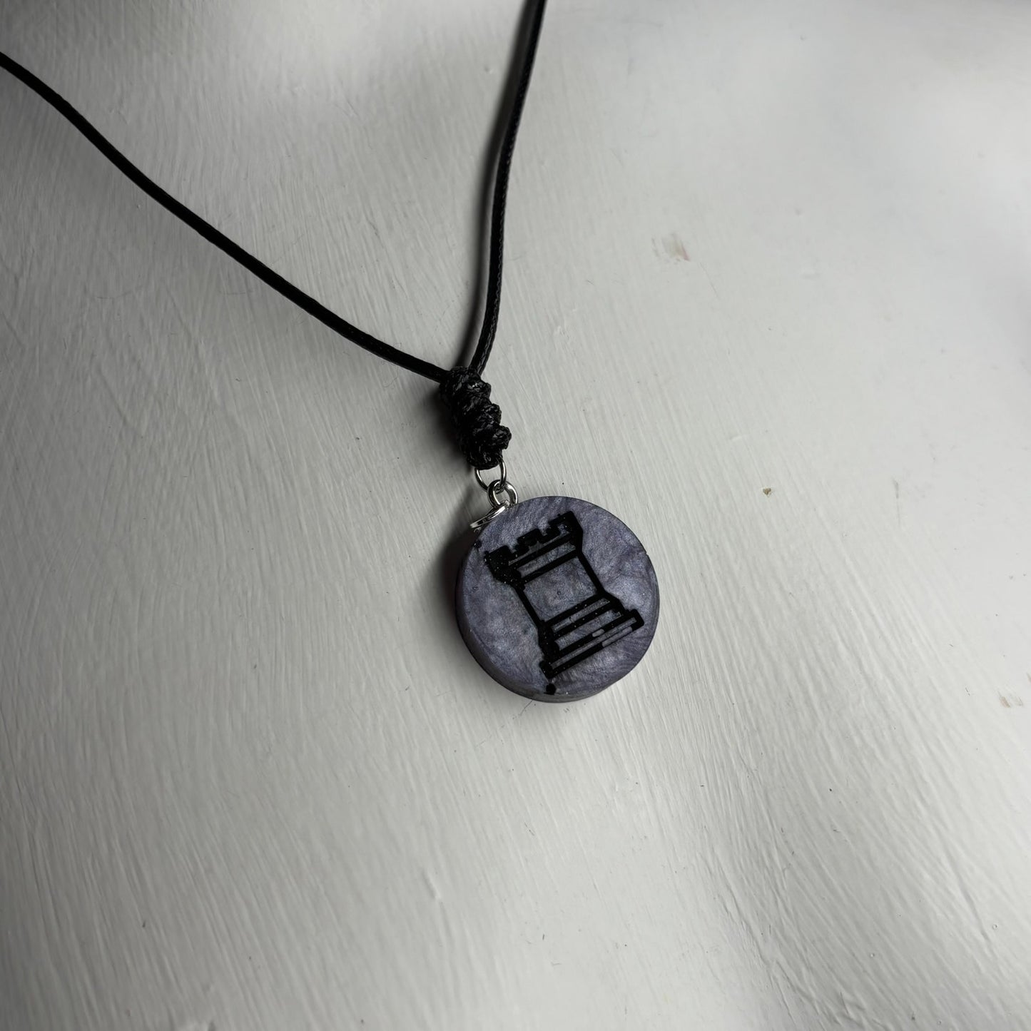 Dark Purple Rook - Handmade Resin Chess Necklace