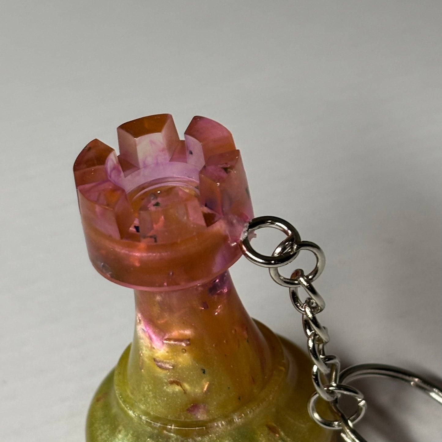 Sunny Pink Rook - Handmade Resin Keychain - Large Edition