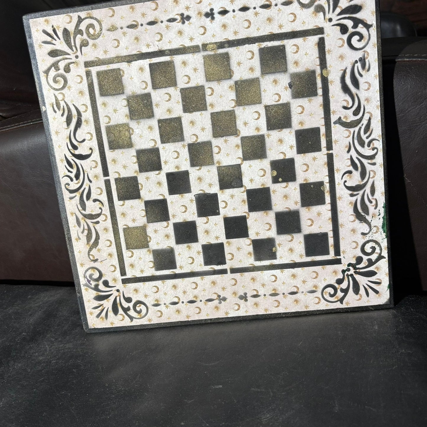Cream Moons - Scrapbook Chess Board
