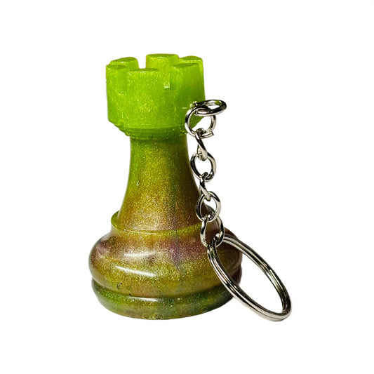 Lime Green Mixed Rook - Handmade Resin Keychain - Large Edition