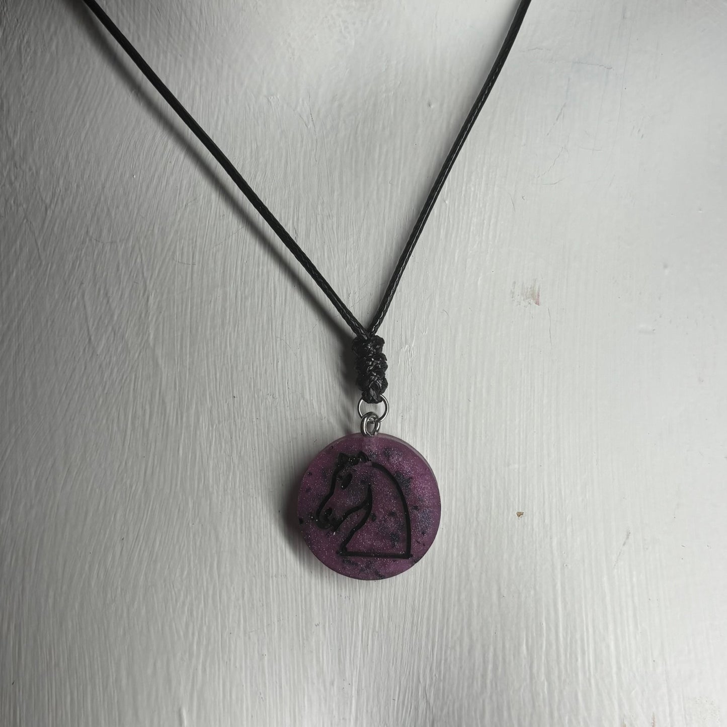 Purple Knight - Handmade Resin Chess Necklace