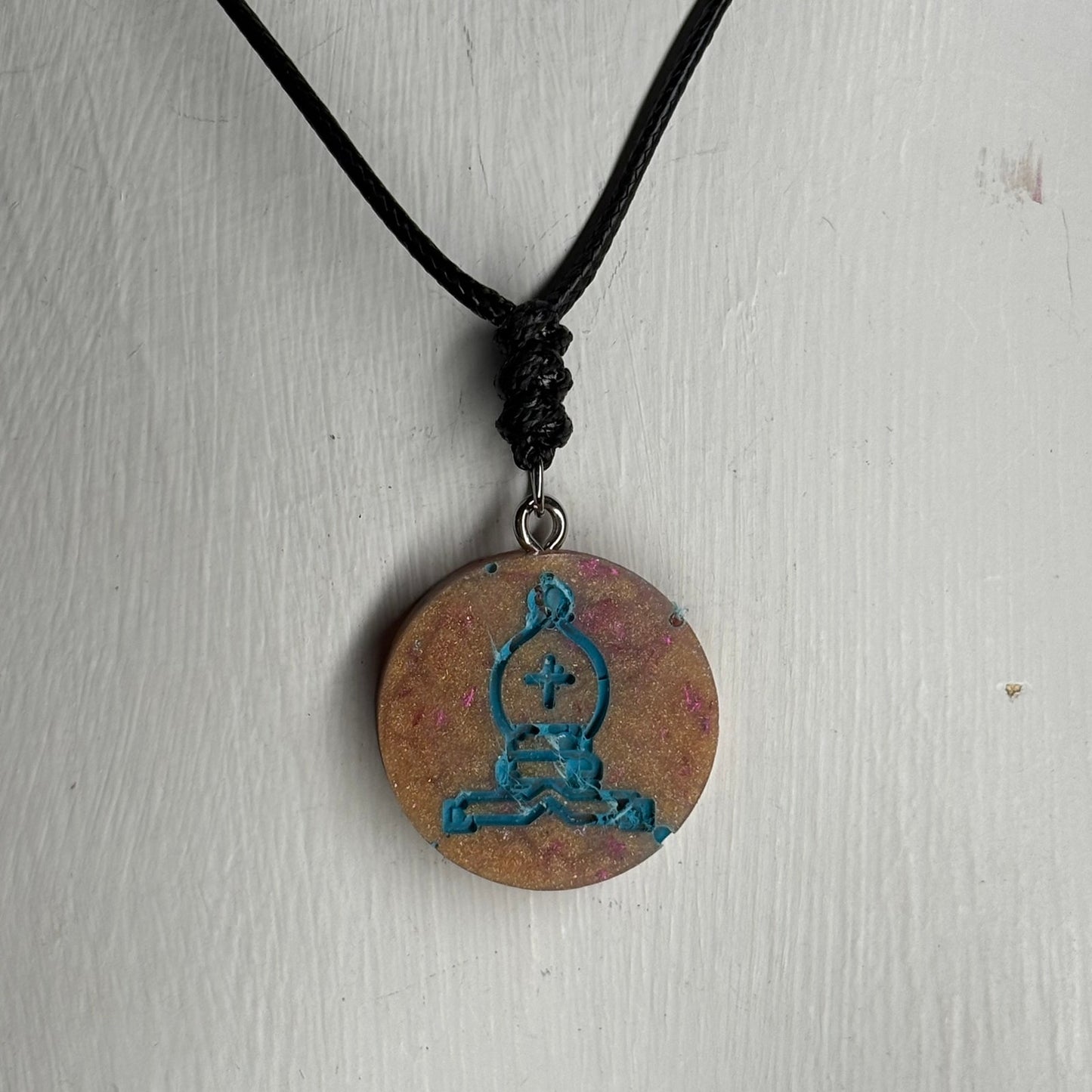 Yellow Crystal Bishop - Handmade Resin Chess Necklace