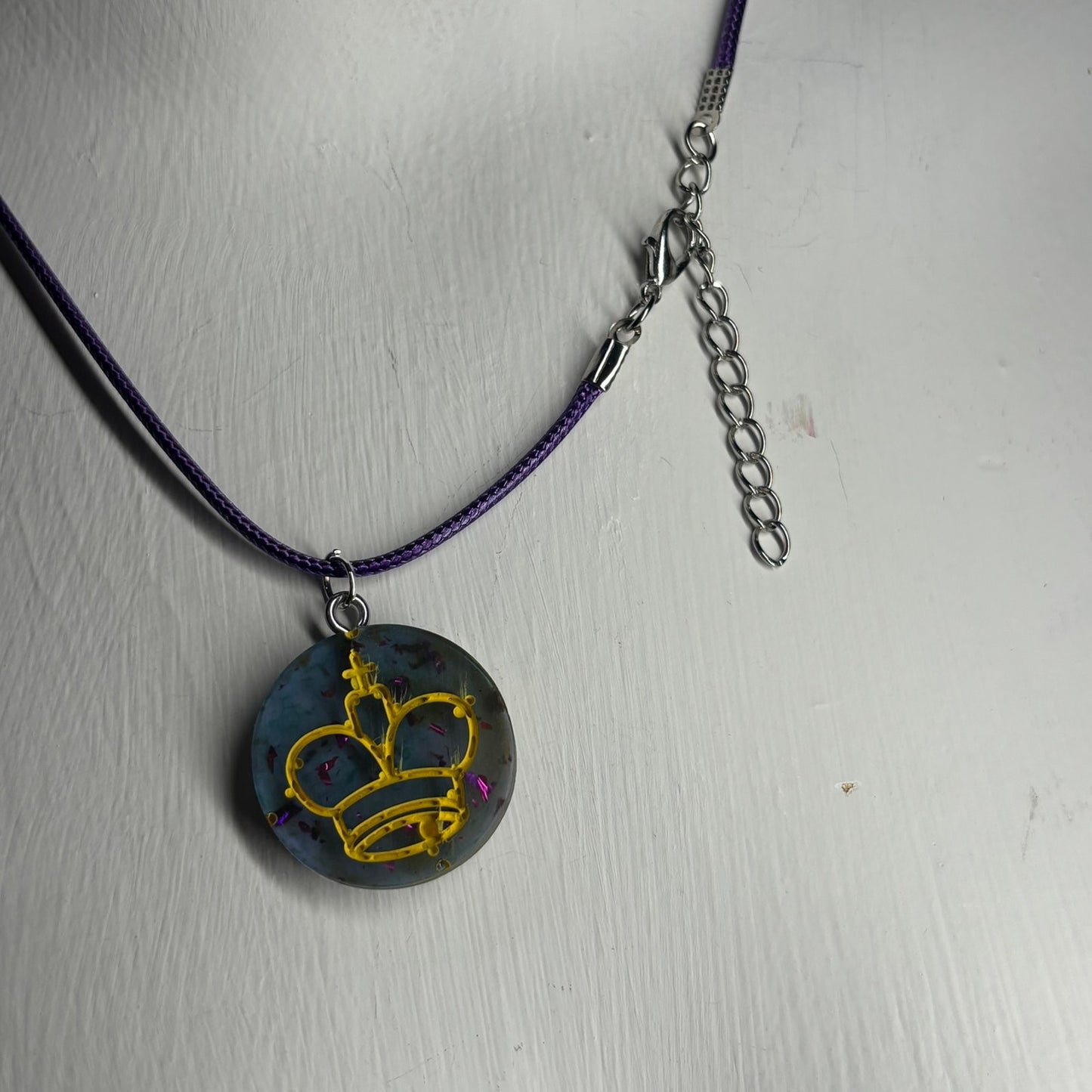 Transparent Blue King - Handmade Resin Chess Necklace