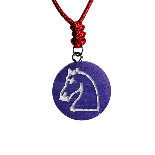 Purple Knight - Handmade Resin Chess Necklace