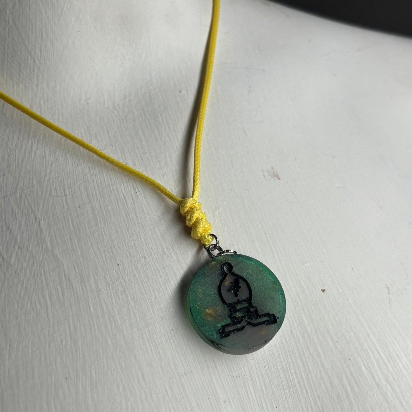 Forest Green Bishop - Handmade Resin Chess Necklace