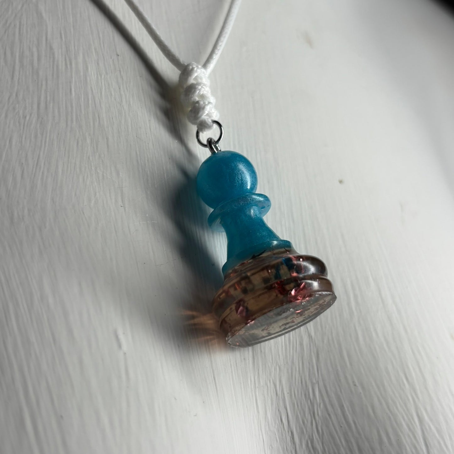 Blue Royal Pawn - Handmade Resin Chess Necklace
