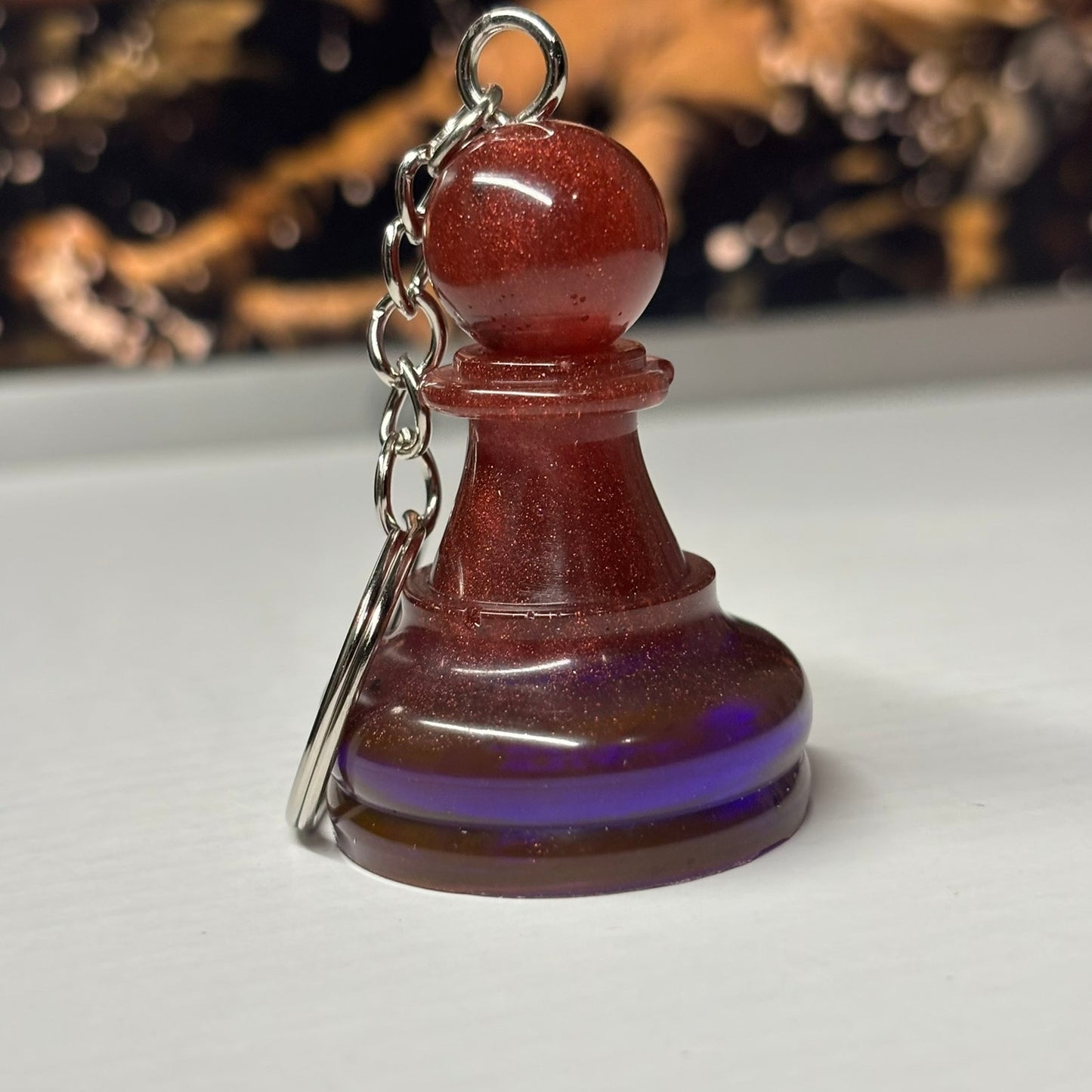 Beautiful Violet Pawn - handmade Resin Keychain - Large Edition