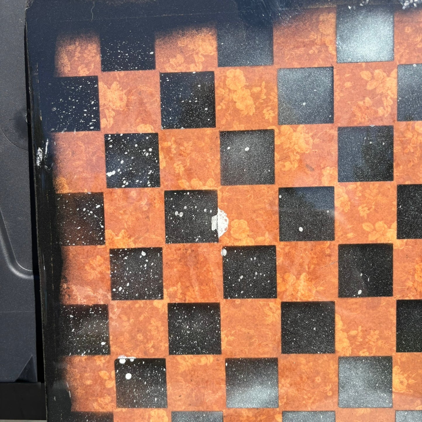 Orange & Black - Resin Coated Chess Board