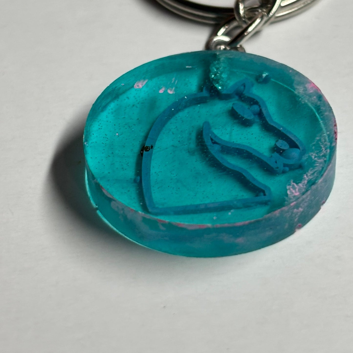 Blue Pink Knight - Handmade Resin Keychain - Flat Edition