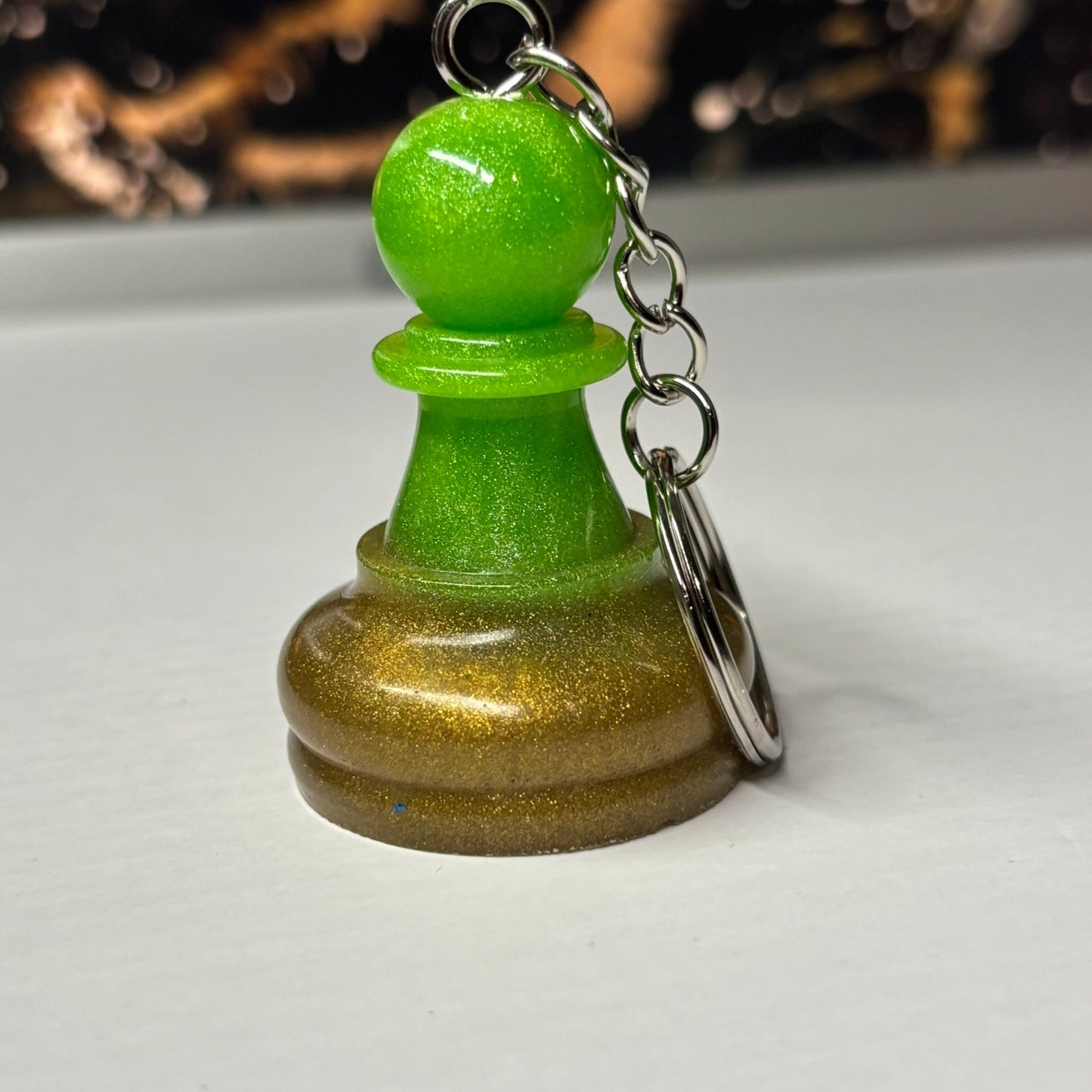 Half Colored Pawn - Handmade Resin Keychain - Large Edition