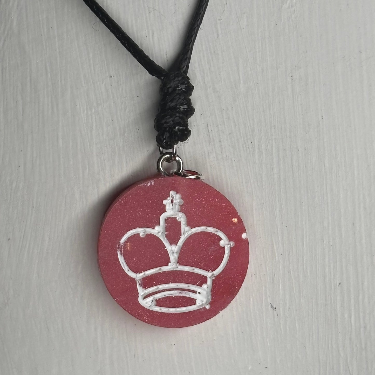 Red/Pink King - Handmade Resin Chess Necklace