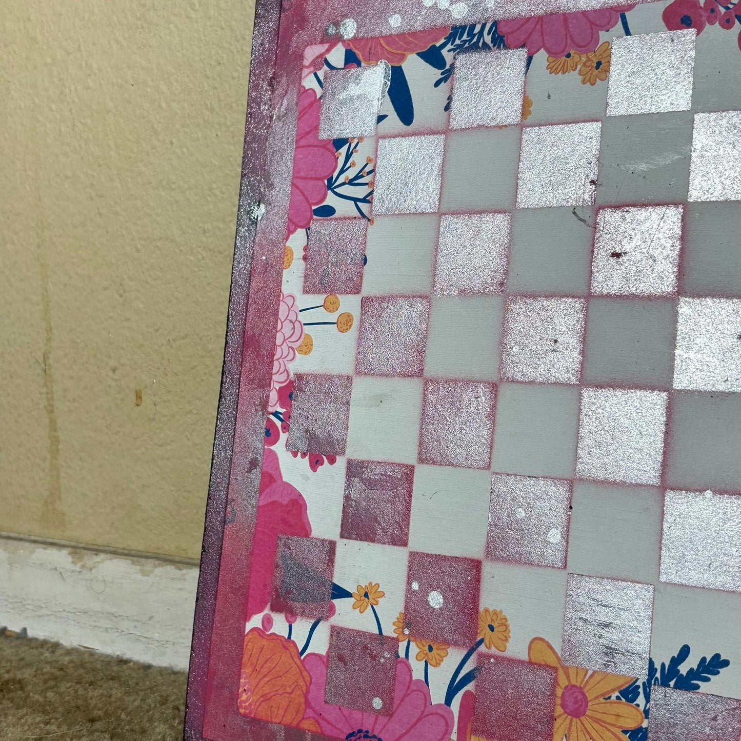 Silver Pink - Scrapbook Chess Board