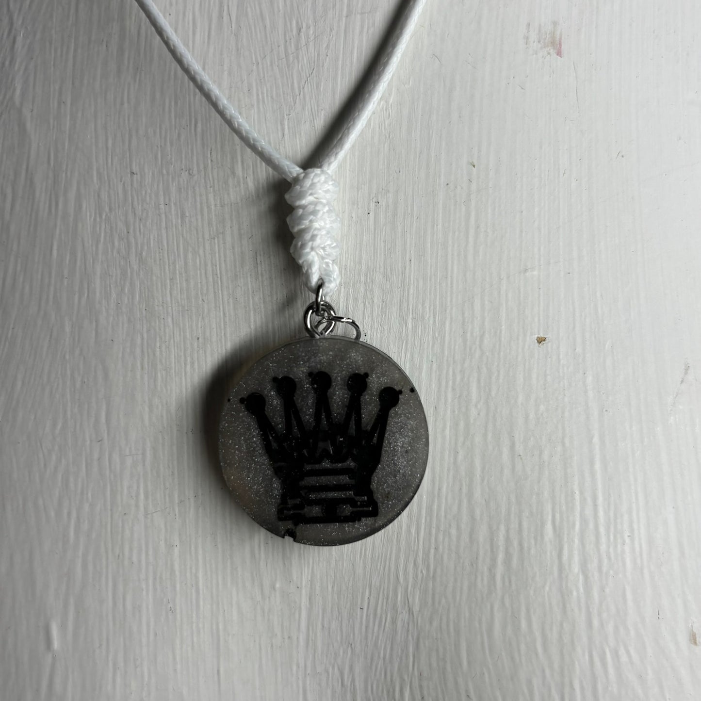 Dark Gray Queen - Handmade Resin Chess Necklace
