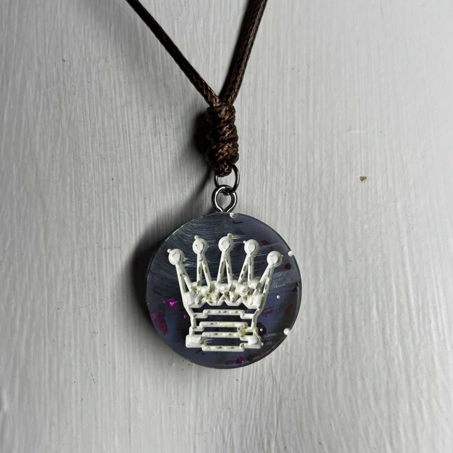 Translucent Purple Queen - Handmade Resin Chess Necklace