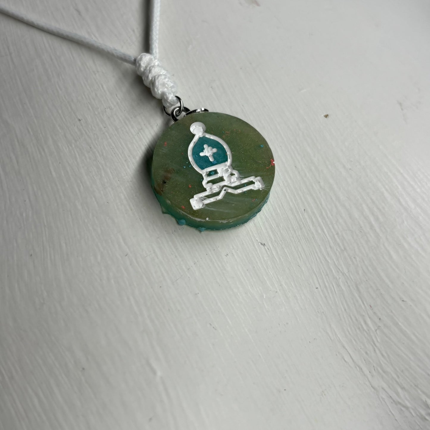 Swamp Green Bishop - Handmade Resin Chess Necklace