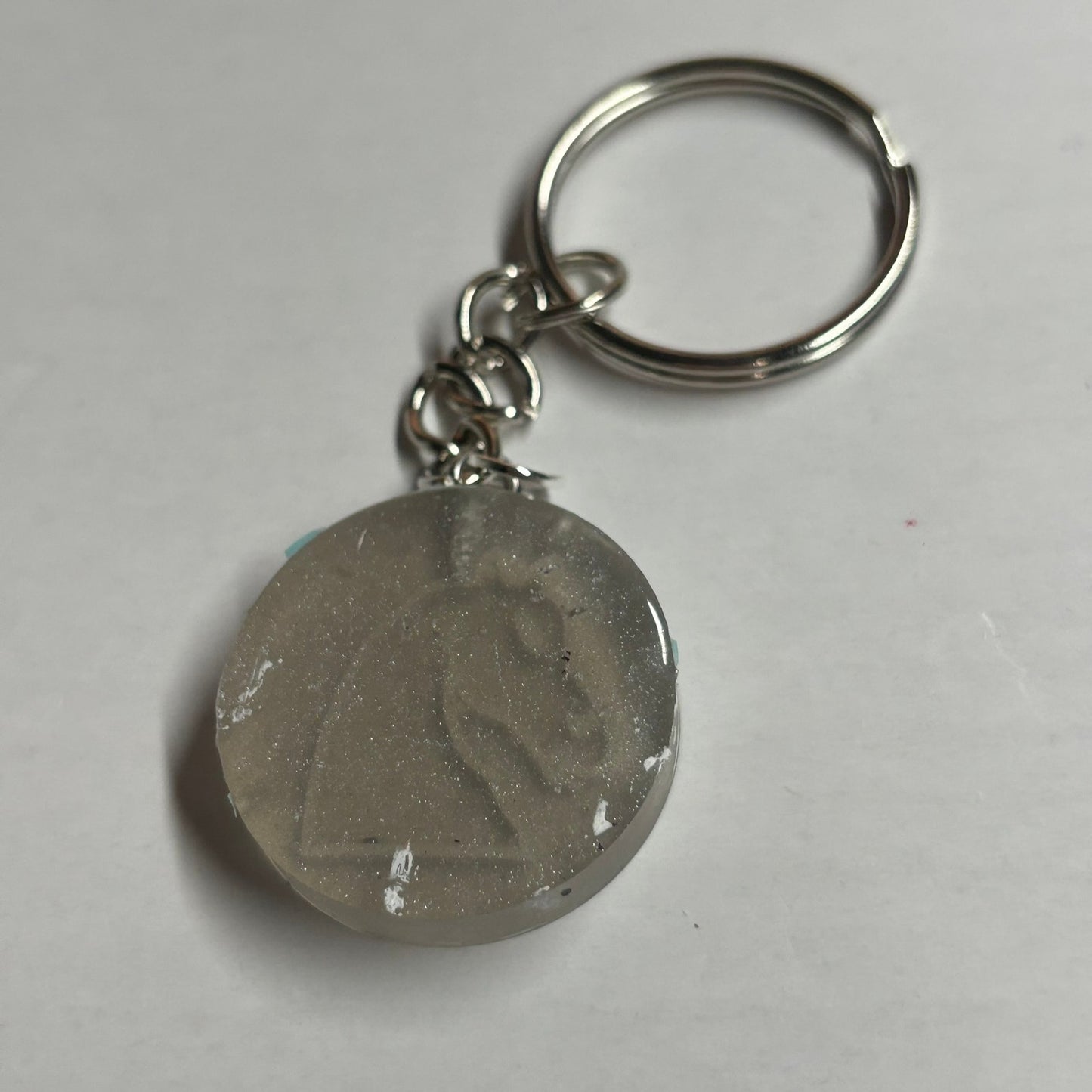 Silver White Knight - Handmade Resin Keychain
