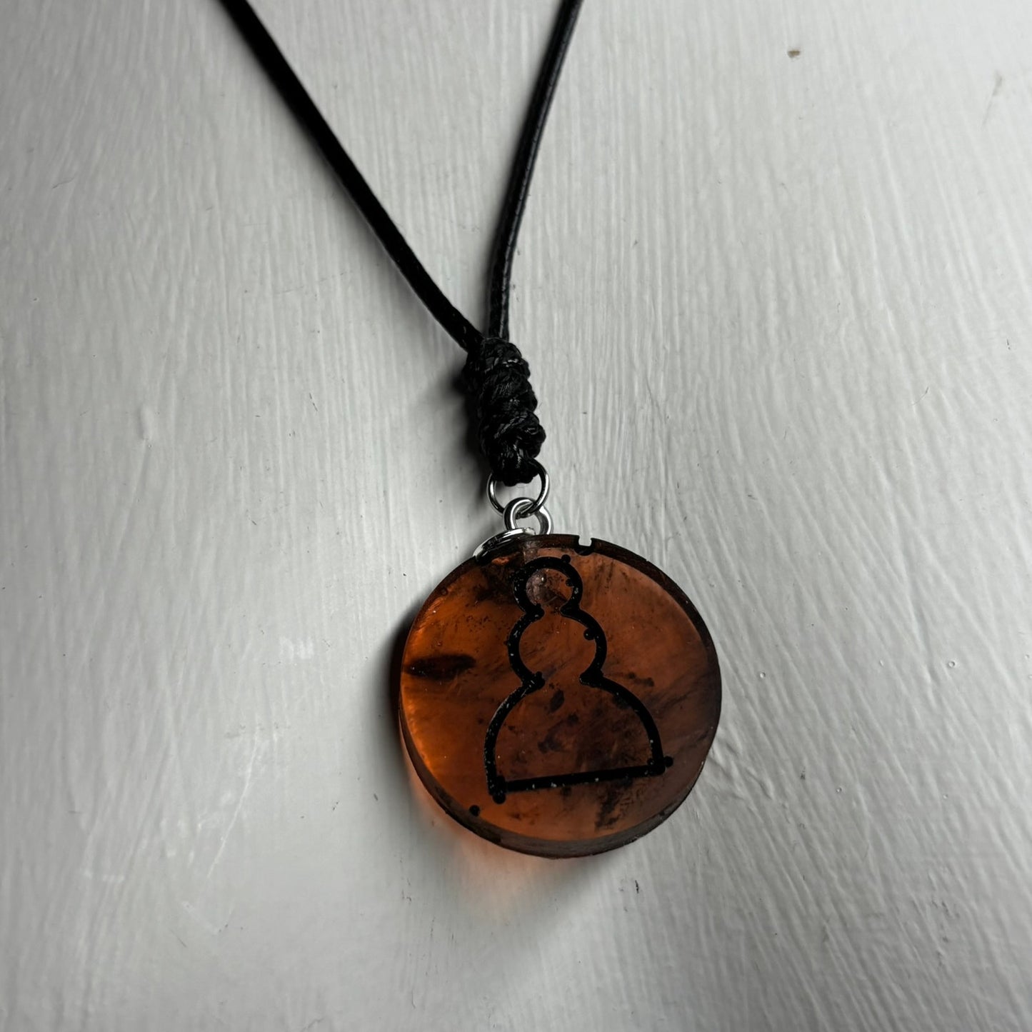 Translucent War Orange Pawn - Handmade Resin Chess Necklace