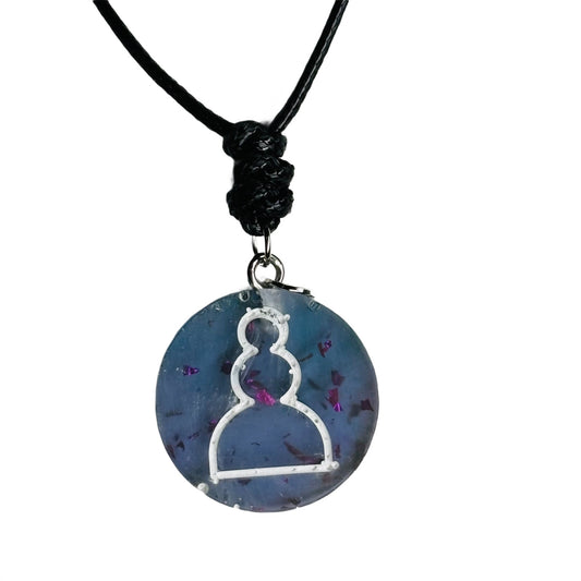 Translucent blue Pawn - Handmade Resin Chess Necklace