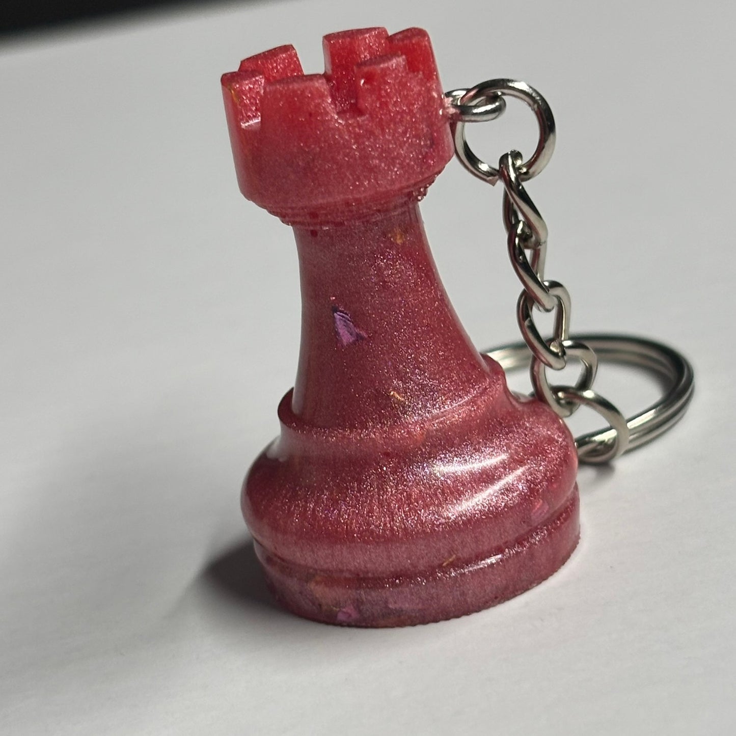 Red Sparkle Rook - Handmade Resin Keychain