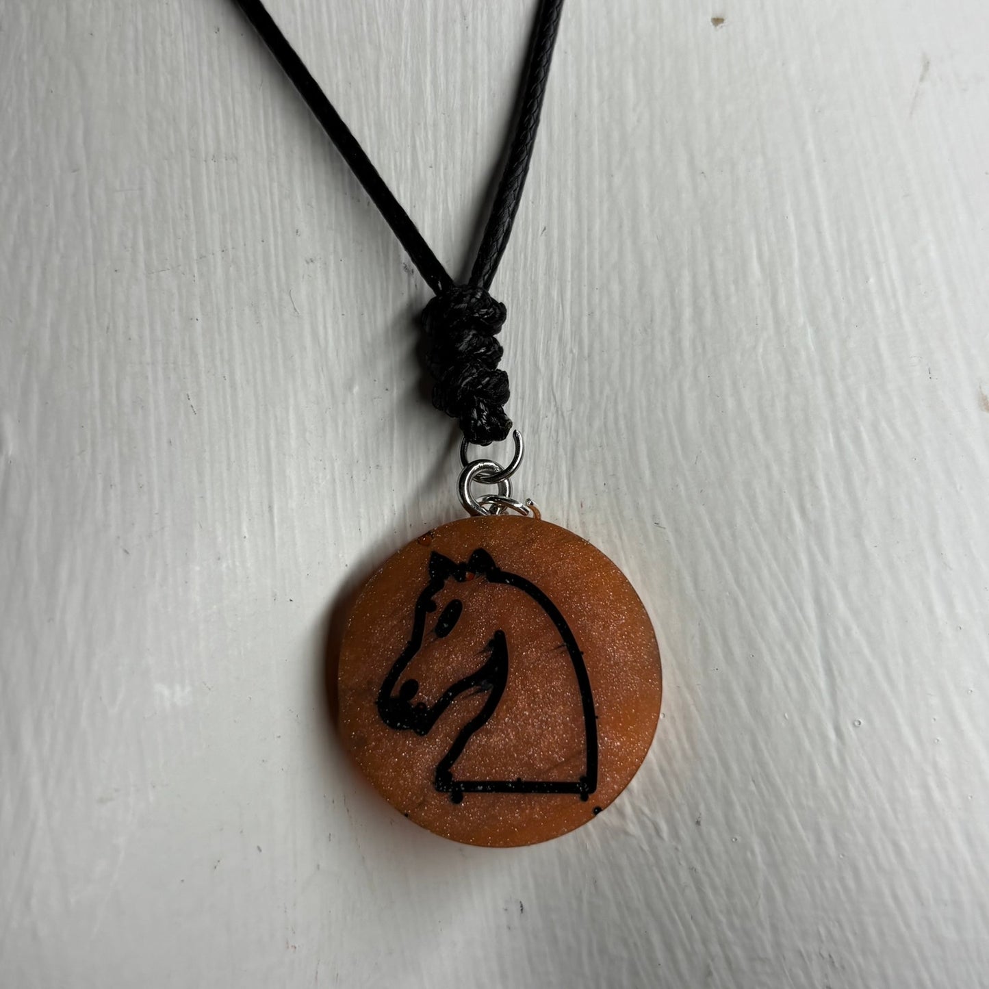 Orange Knight - Handmade Resin Chess Necklace