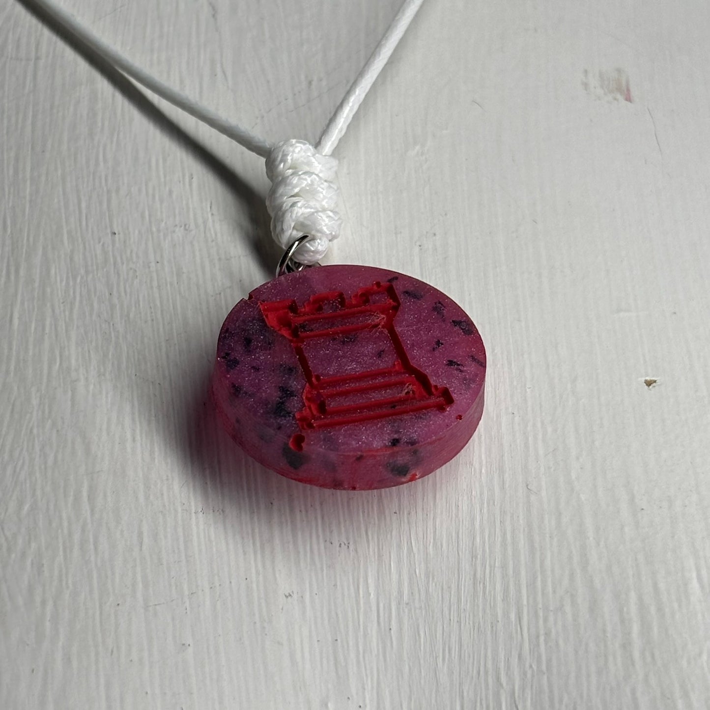 Purple Print Rook - Handmade Resin Chess Necklace
