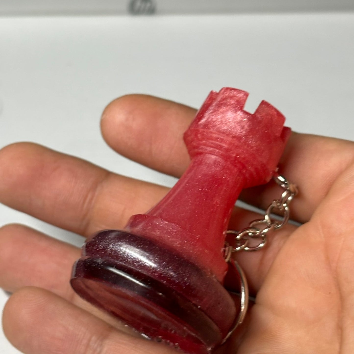 Flamed Top Rook - Handmade Resin Keychain - Large Edition