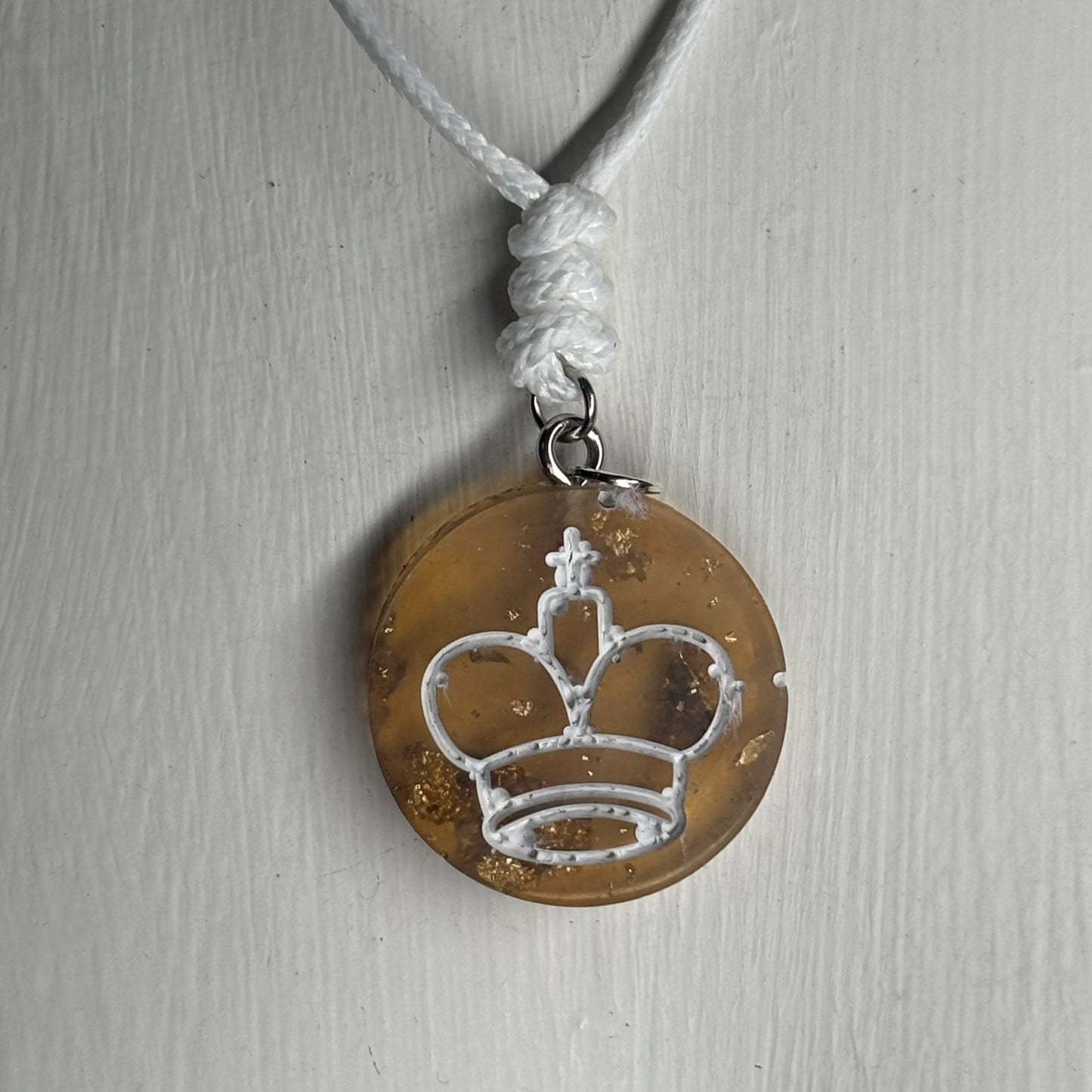 Yellow Amber King - Handmade Resin Chess Necklace
