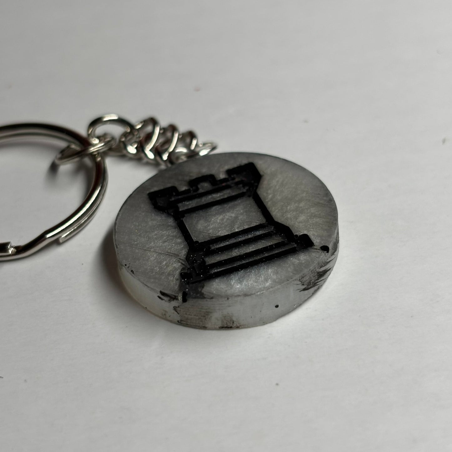 Silver Rook - Handmade Resin Keychain