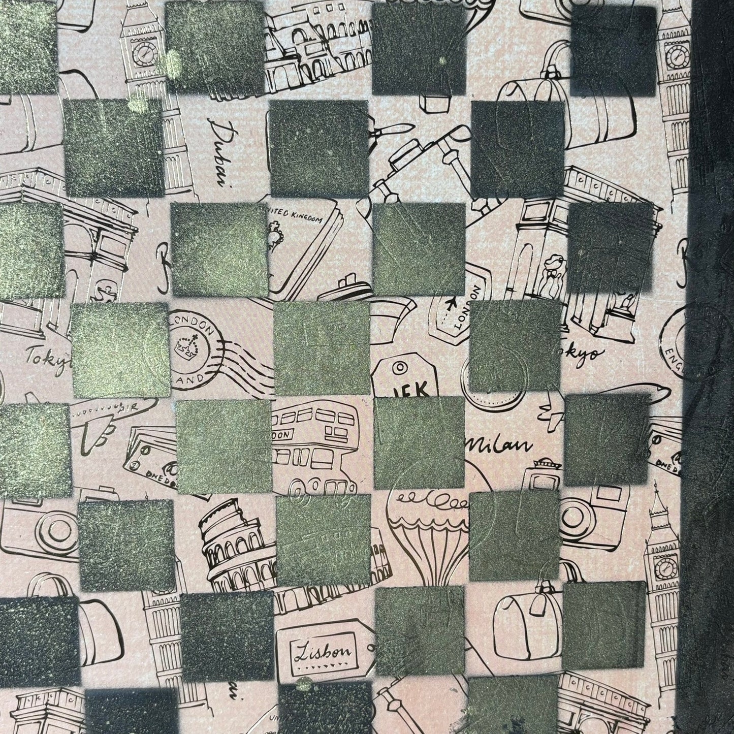 Gold Outline Peach- Scrapbook Chess Board