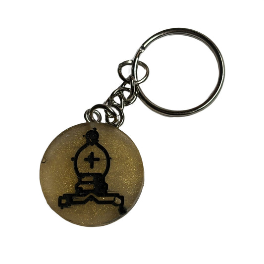 Brown/Yellow Bishop - Handmade Resin Keychain - Flat Edition