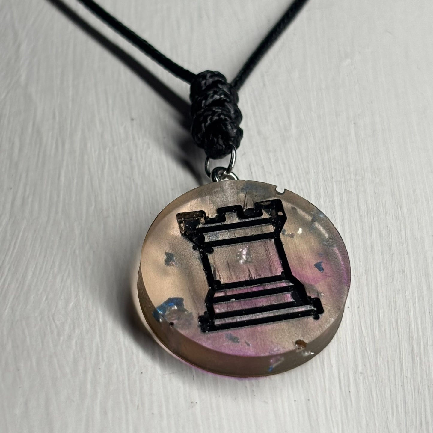 Cosmic Mixed Rook - Handmade Resin Chess Necklace