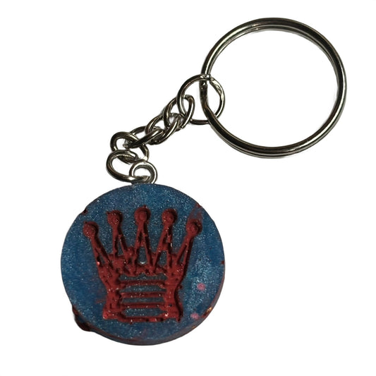 Deep Blue King, Red Lining - Handmade Resin Keychain - Flat Edition