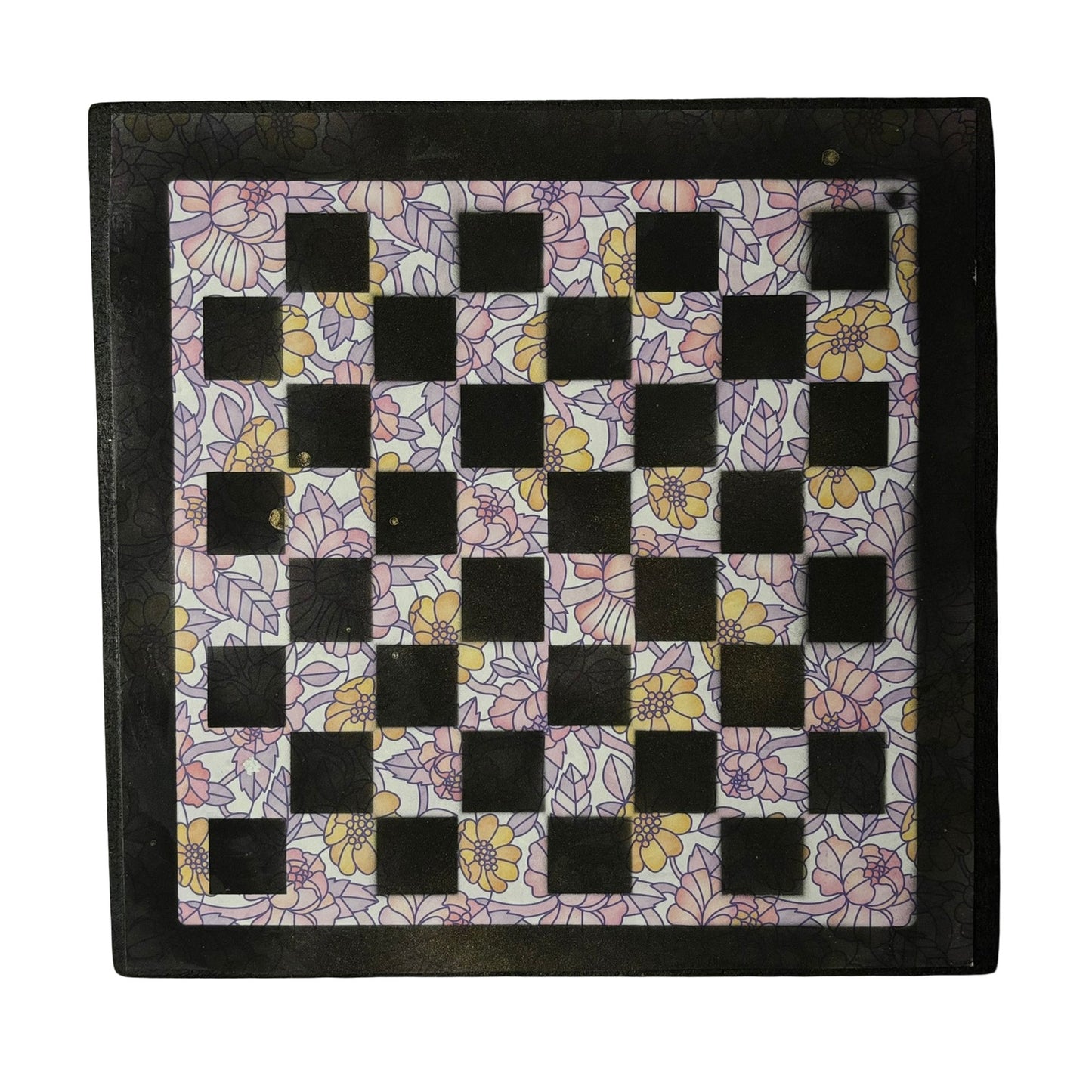 Pink & Yellow Flowers - Scrapbook Chess Board