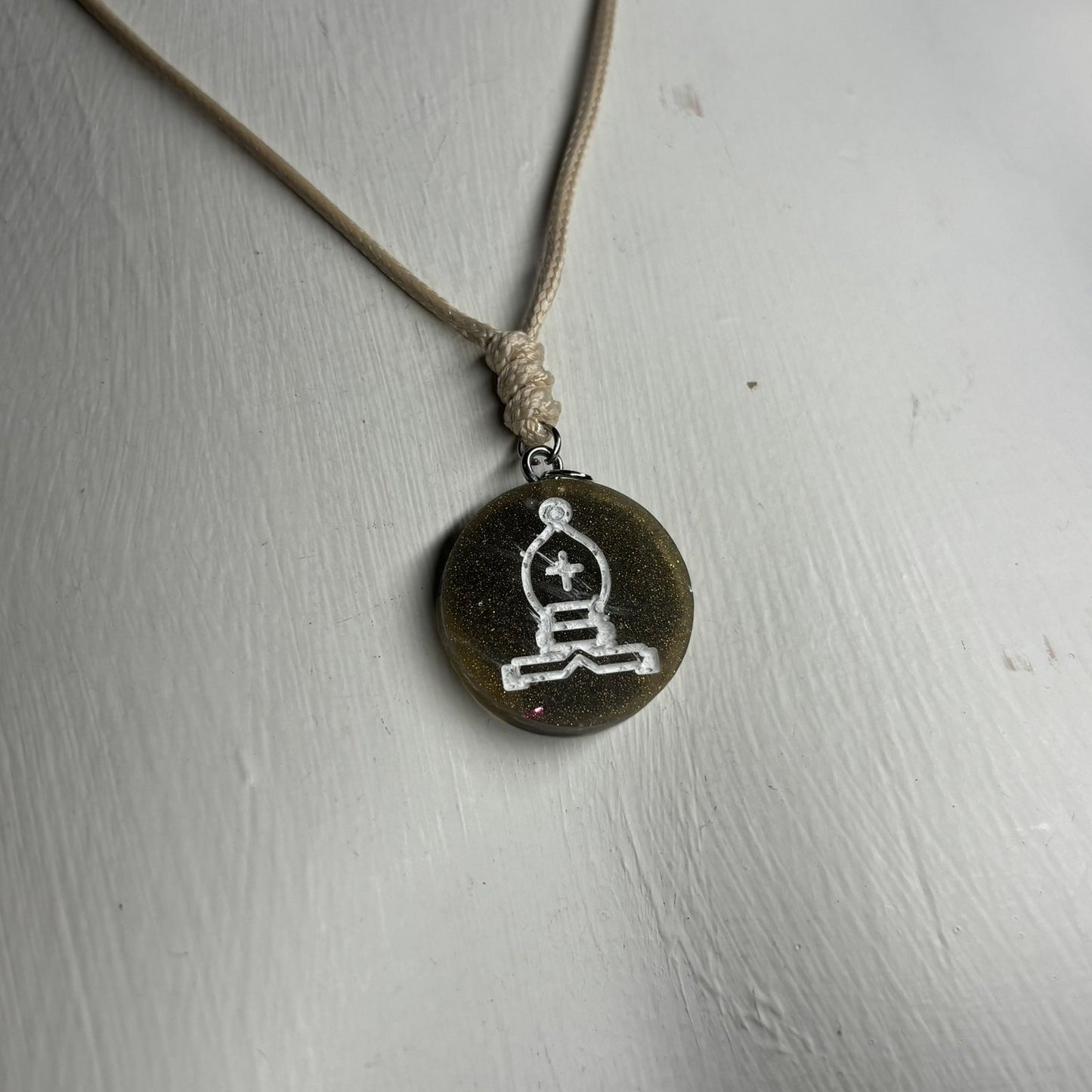 Rich Green Bishop - Handmade Resin Chess Necklace