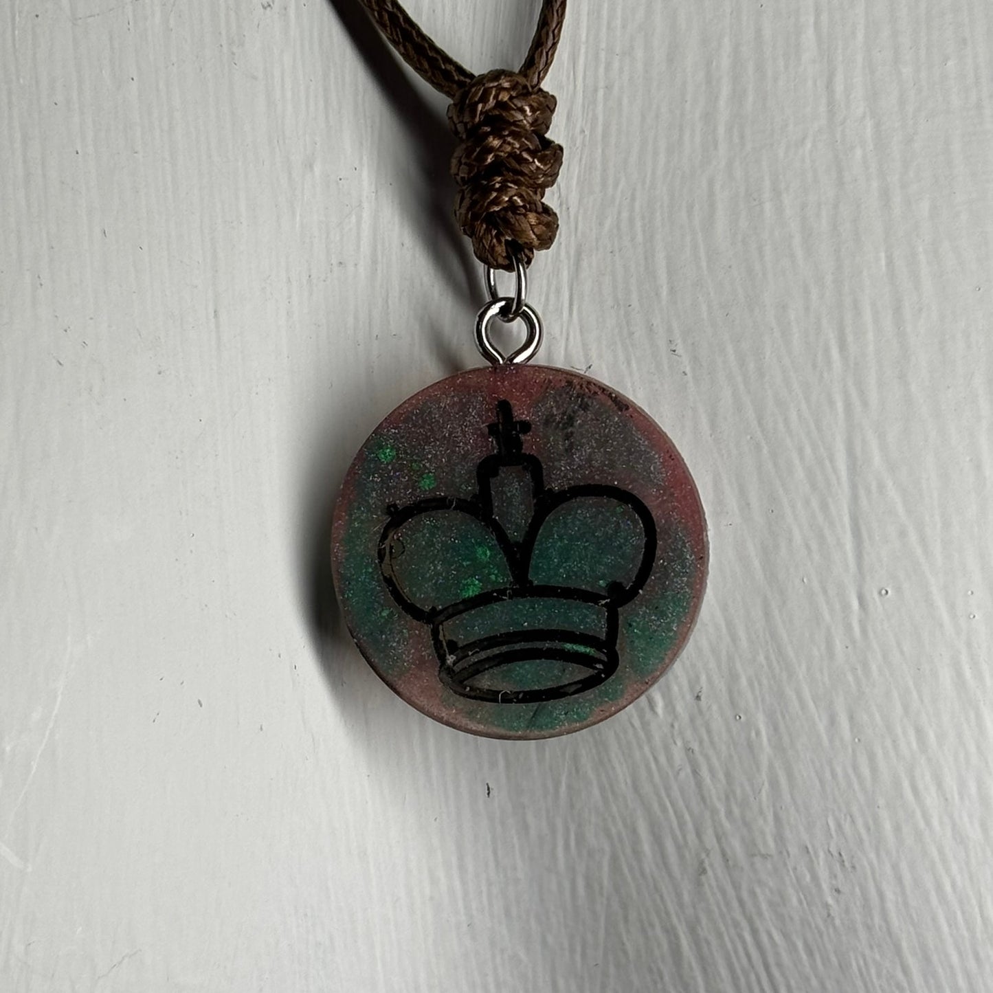 Galaxy Green King - Handmade Resin Chess Necklace