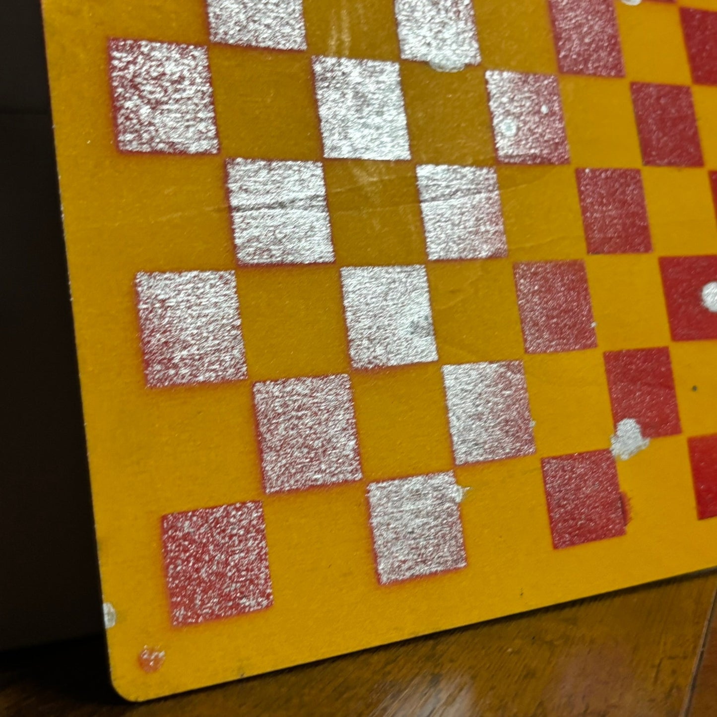 Yellow & Red Chrome - Painted Thin Wooden Chess Board