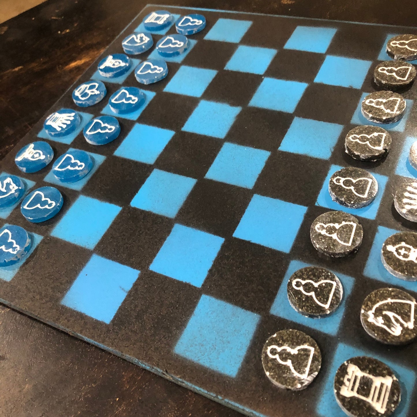 Black & Blue - Painted Chess Set