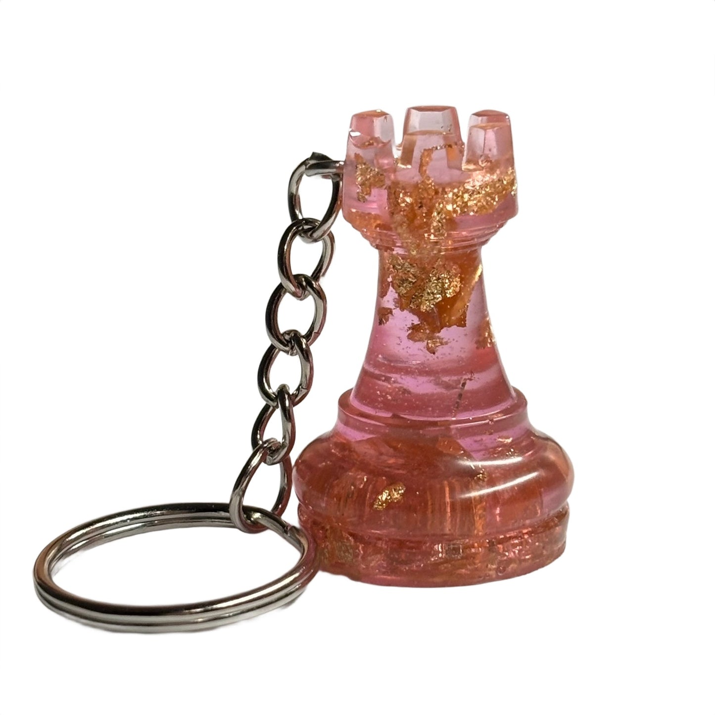 Pink Crystal Rook - Handmade Resin Keychain