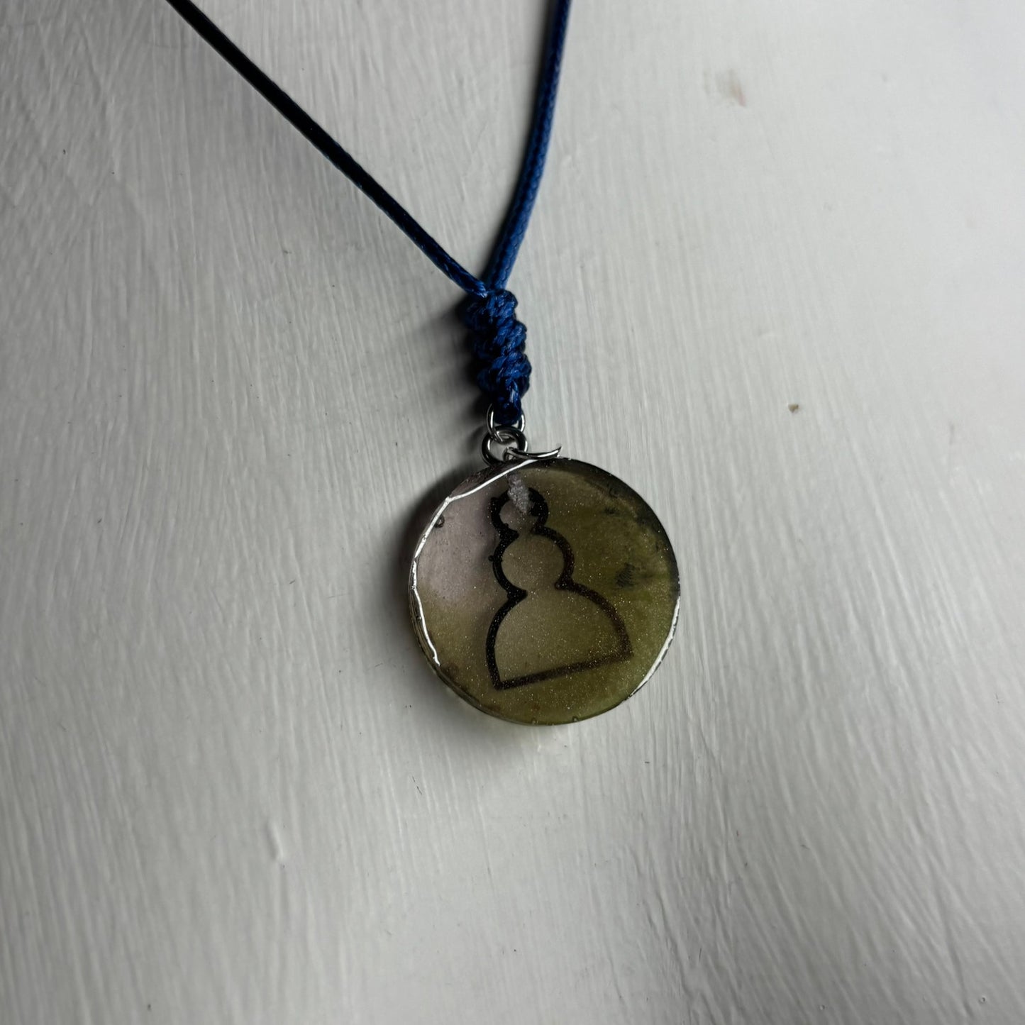 Vintage Green Pawn - Handmade Resin Chess Necklace