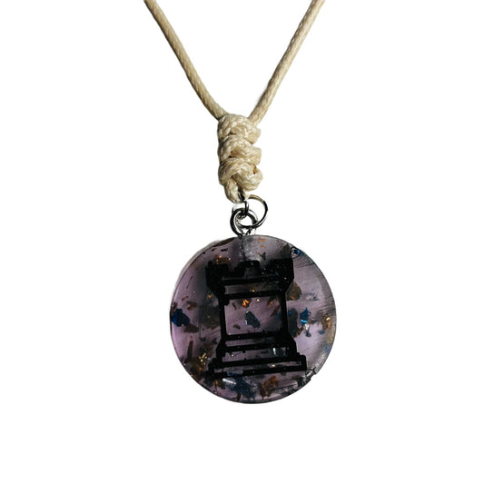 Cream Translucent Rook - Handmade Resin Chess Necklace