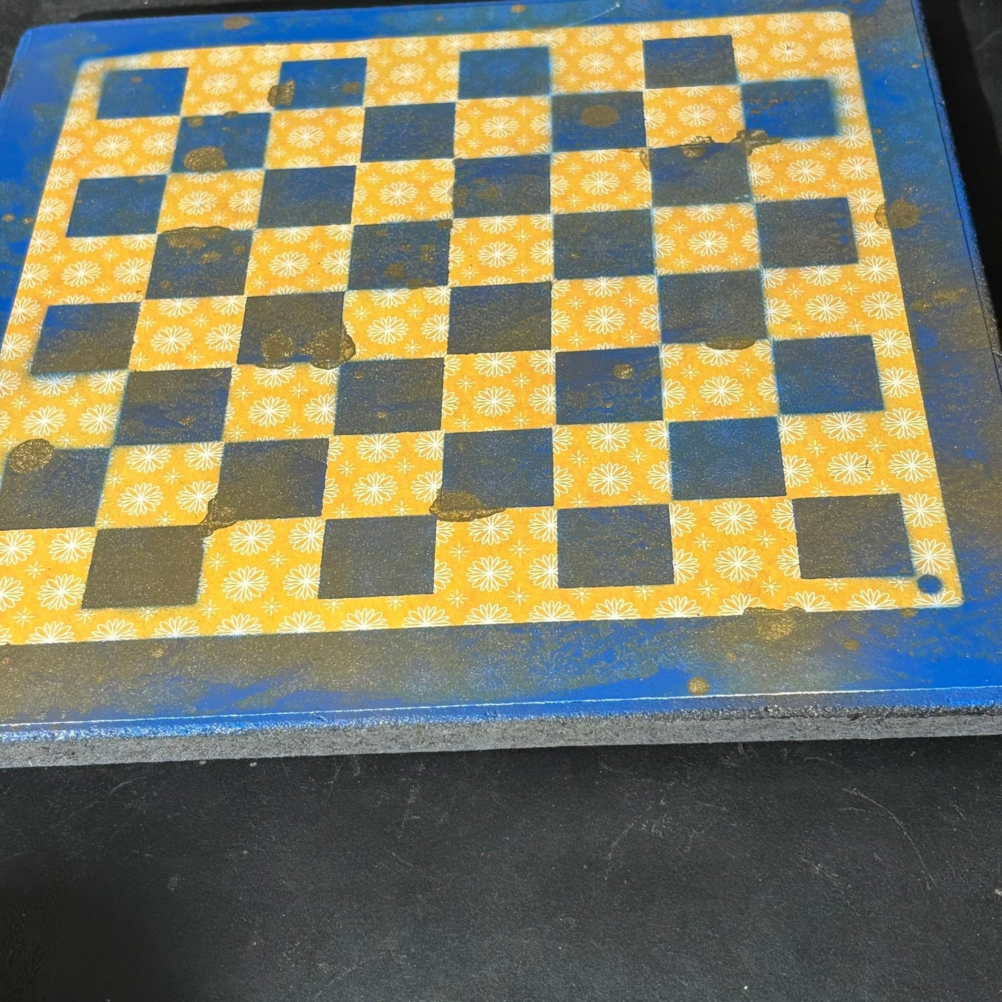 Blue & Yellow - Scrapbook Chess Board