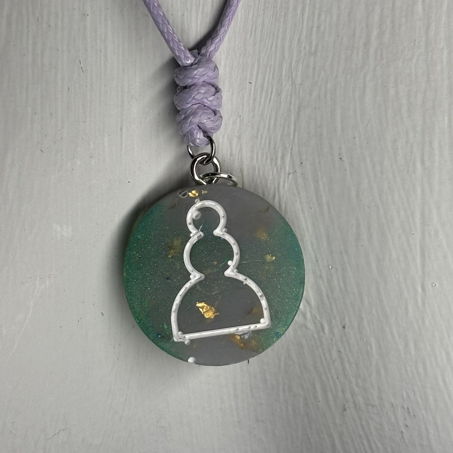 Crystal Green Pawn - Handmade Resin Chess Necklace