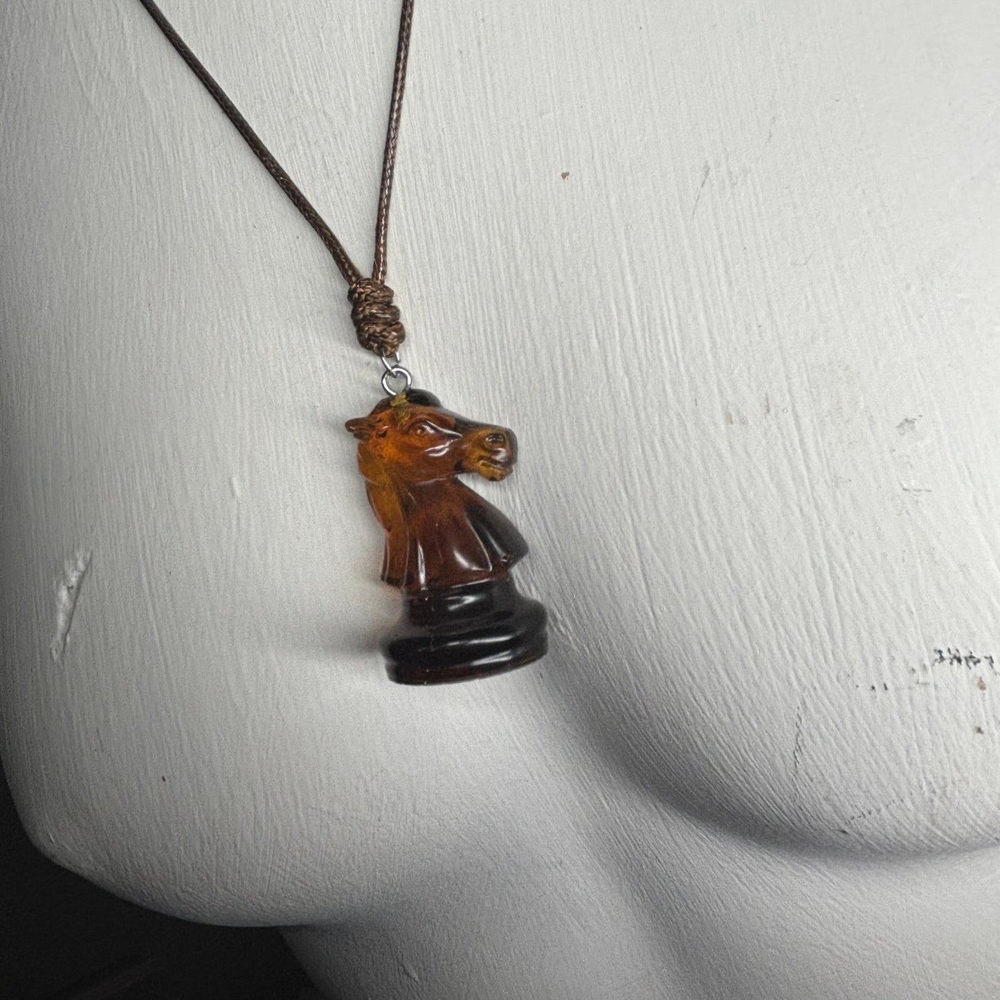 Vintage Knight - Handmade Resin Chess Necklace