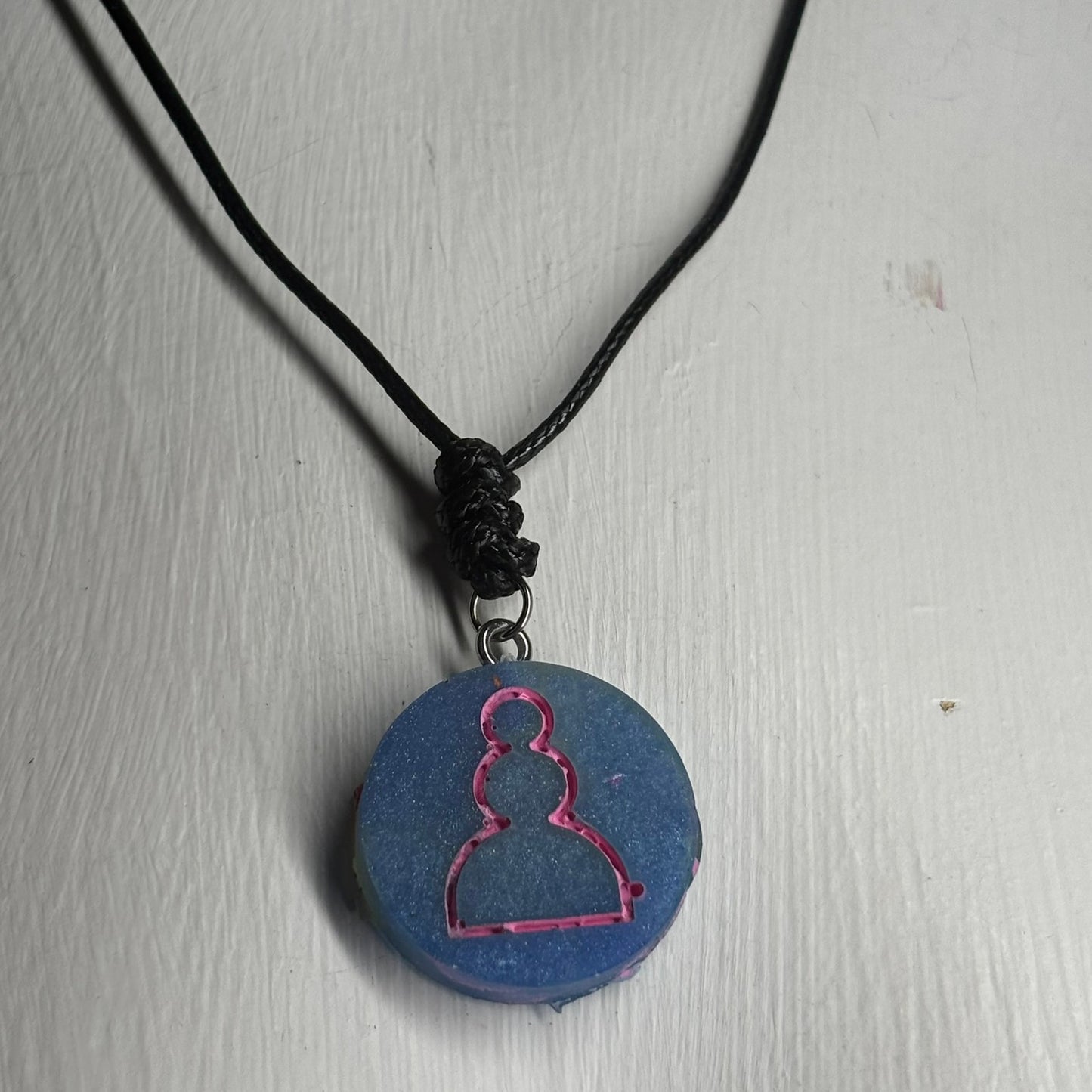 Blue Mixed Pawn - Handmade Resin Chess Necklace