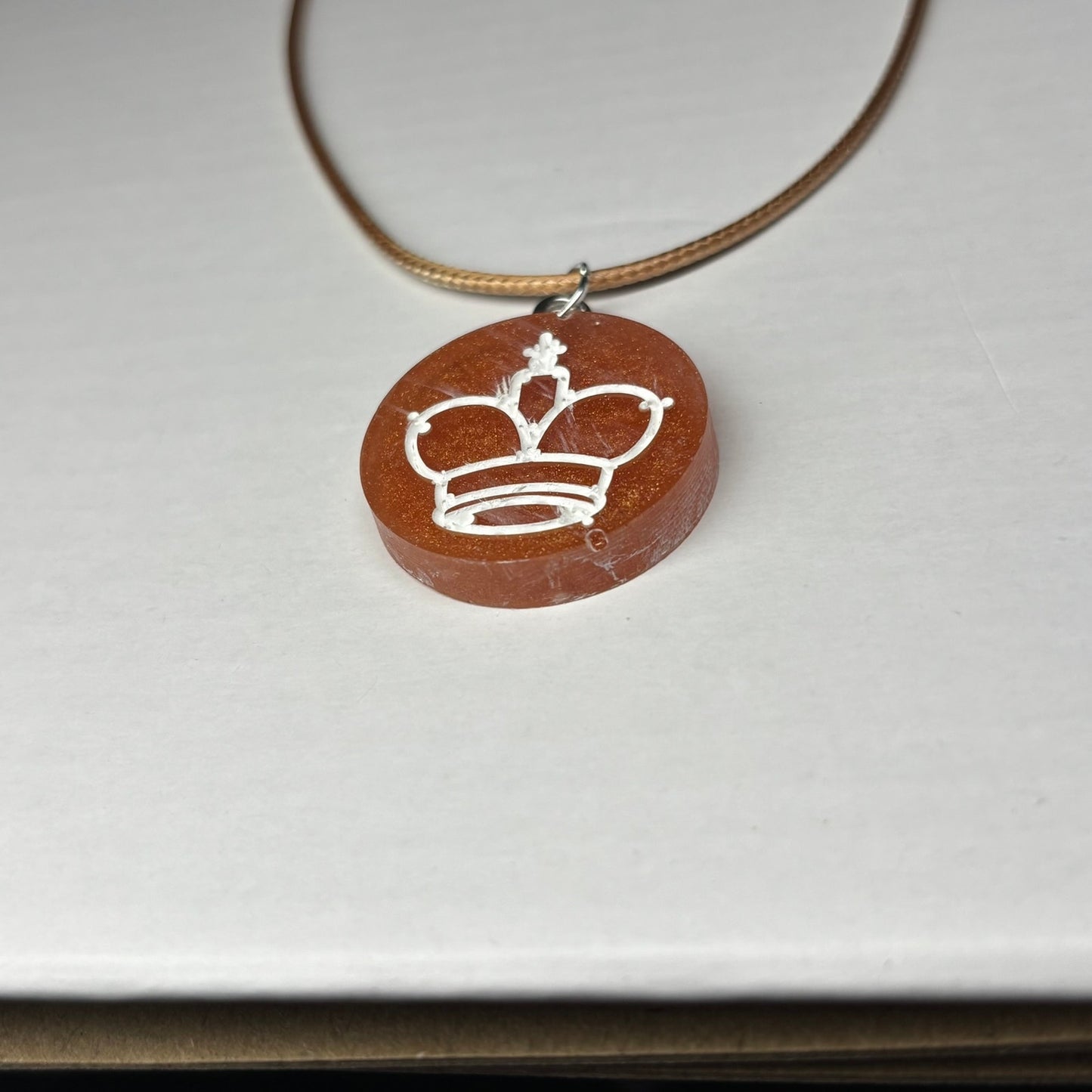 Dark Orange King - Handmade Resin Chess Necklace