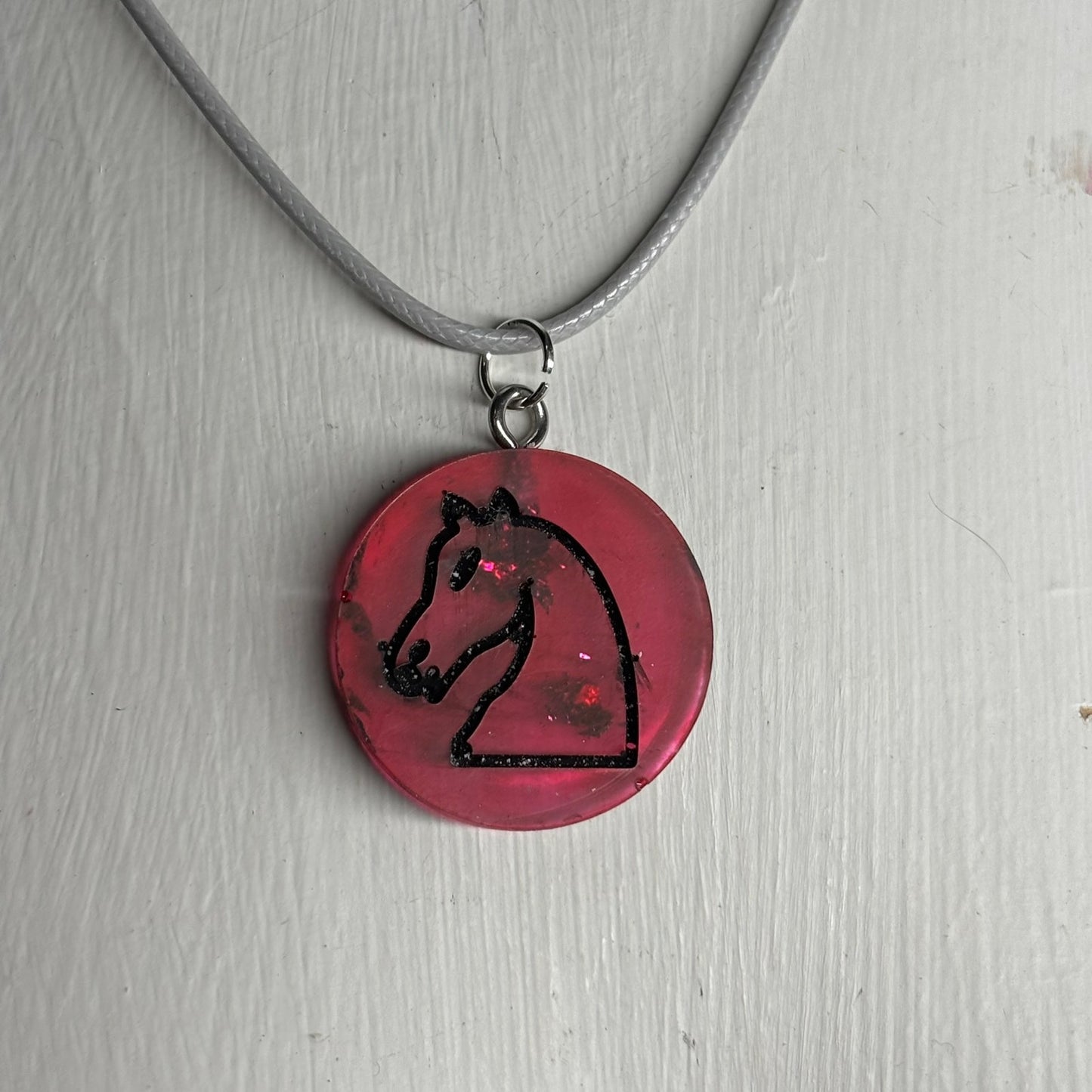 Cool Red Knight - Handmade Resin Chess Necklace